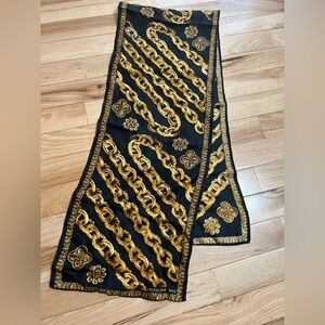 Collection XIIX Black and Gold Chain Pattern Scarf